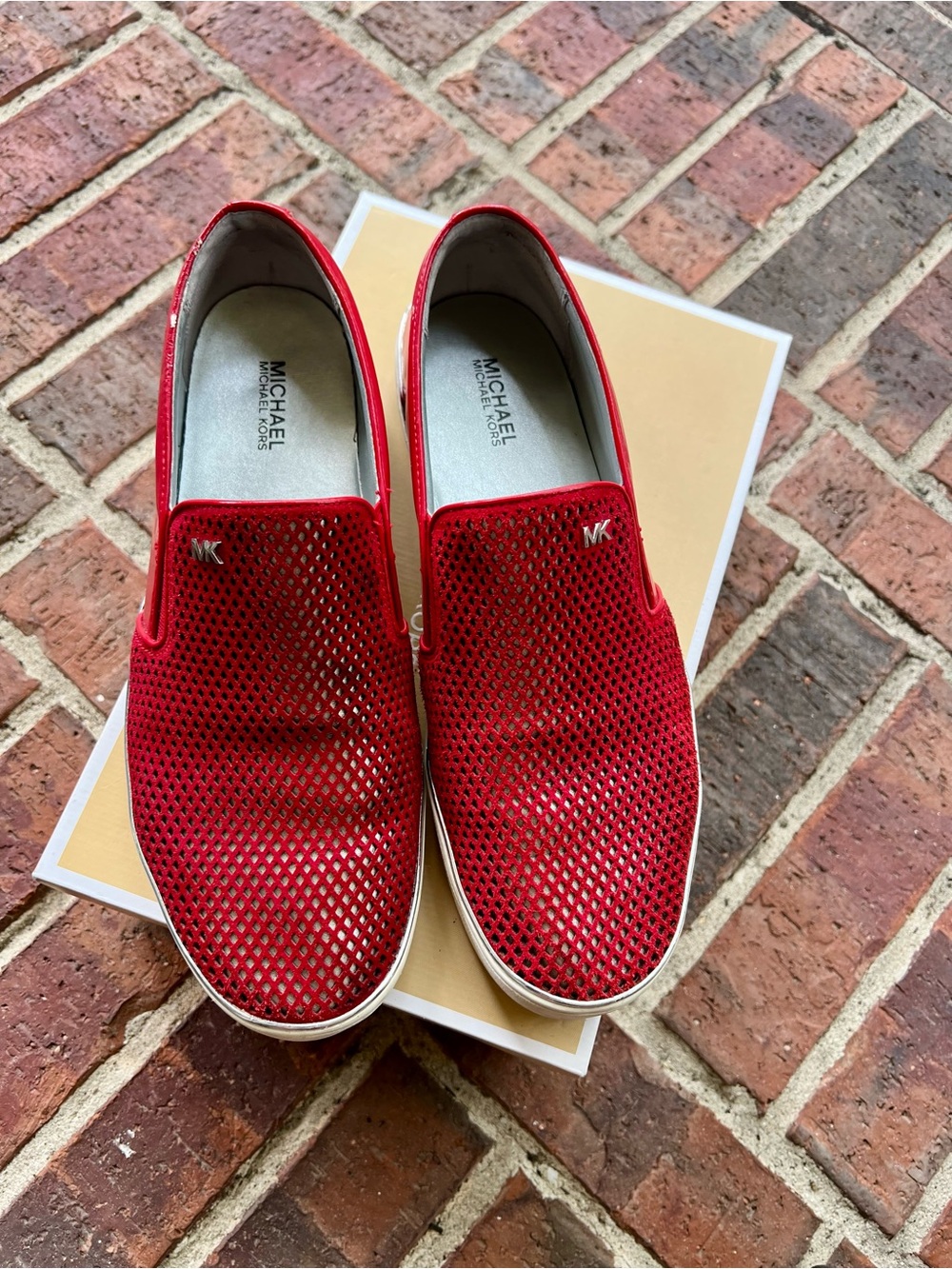 Michael Kors Red Mesh Slip-On Sneakers